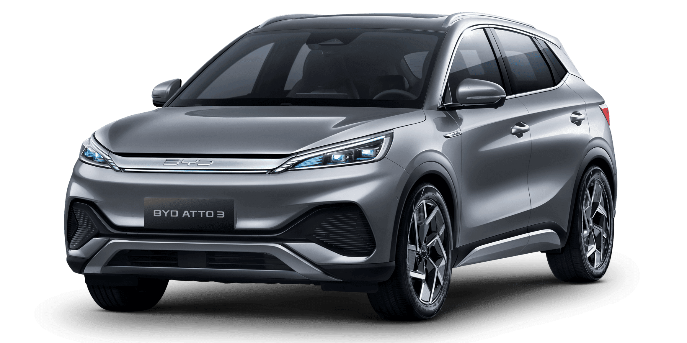 byd-atto-3-gris SUV électrique compact BYD Atto 3 de couleur gris métallisé.